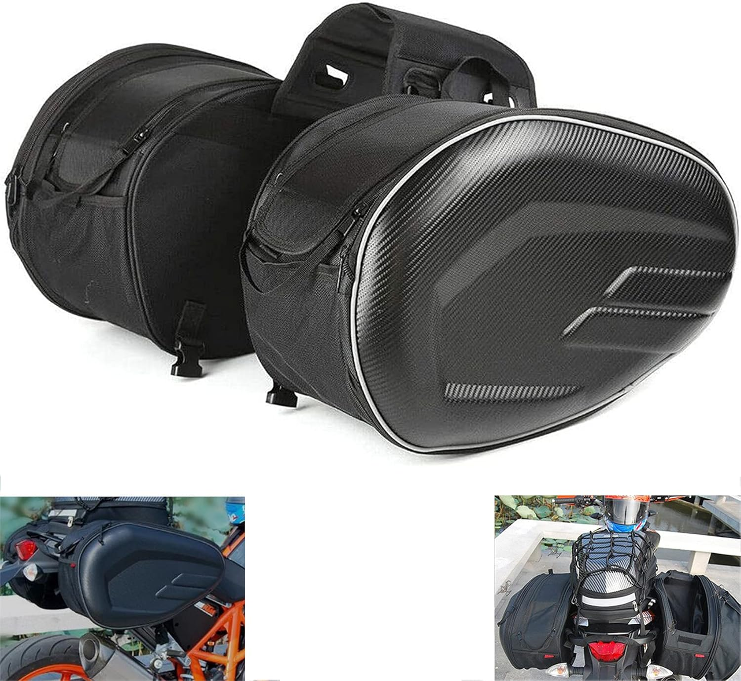 Dual Use Motorcycle Helmet Bag - Waterproof Seat Bag for Motorbike Full Face Helmet - Includes One Extra Cargo Net image number 5
