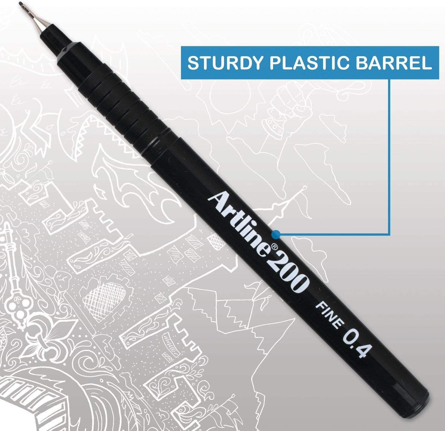 Artline 200, Fineliner Pen, Hangsell, 0.4Mm, Black, 4 Pack image number 5