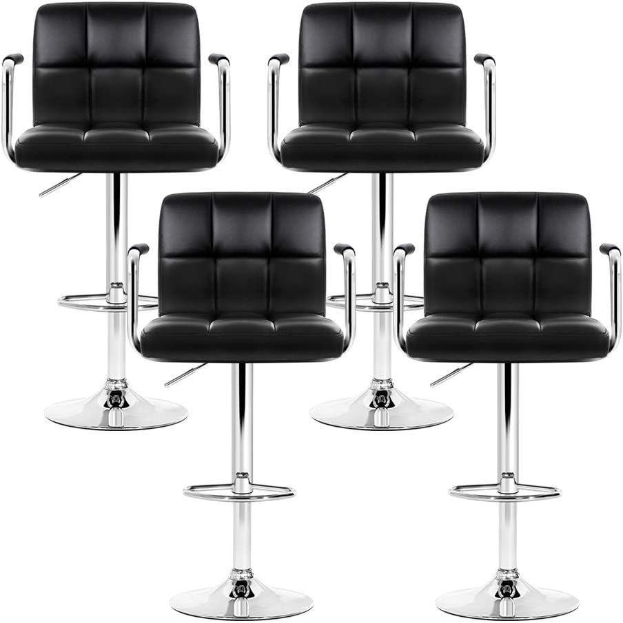 Artiss Bar Stools Stool Set of 4 Adjustable Kitchen Swivel Counter Barstools Dining Chair Gas Lift Leather Black in 68-81Cm Seat Height Floor for Home Bar Dining Room Cafe Outdoor Indoor image number 4