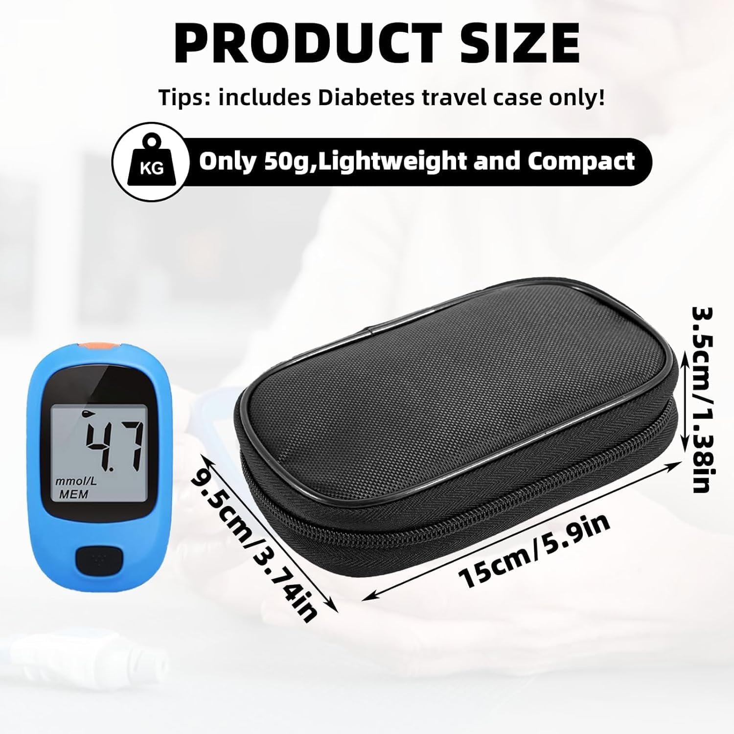 Diabetes Testing Kit Travel Organizer - Water-Resistant Oxford Fabric Storage Pouch with Mesh Compartments for Glucose Meter Lancets Test Strips Medical Supplies Portable Diabetic Essentials Carrier image number 6