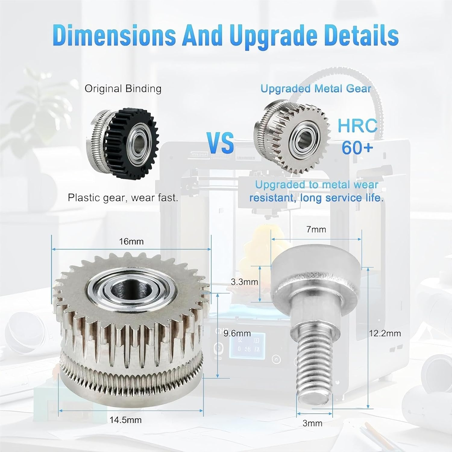 2PCS K1 Extruder Gear Kit, Feeding Gears for K1 Max/K1C 3D Printers Accessories image number 4