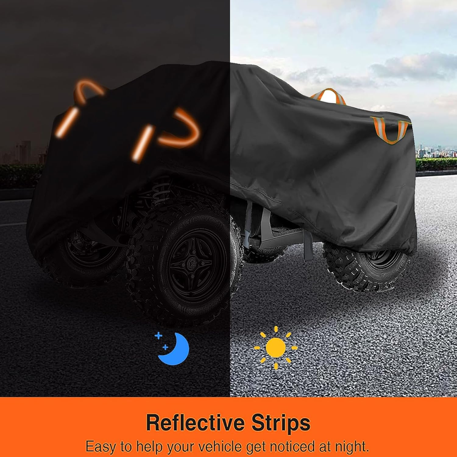 ATV Cover Waterproof, Heavy Duty 4 Wheeler Cover Quad Cover, All Weather Protection Outdoor UV Protection Compatible with Kawasaki, Honda, Polaris, Yamaha (Black, XXL) image number 3