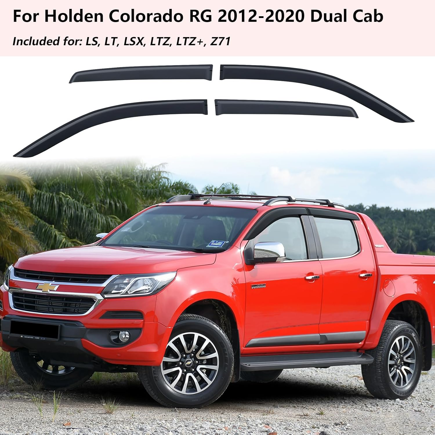 SUERAUTO4X4 Weather Shields for Holden Colorado Accessories RG 2012-2020 Dual Cab, Weathershields Window Visors Rain Wind Deflectors Car Exterior, Injection Moulded Smoke Black 4PCS image number 4