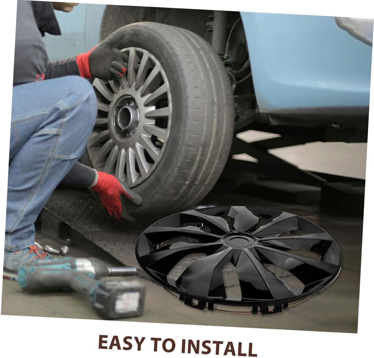 LALADEFIEE Car Hub Cap 14 Inch Black Automotive Wheel Rim Cover Universal Vehicle Hubcap Decorative Cover for Urban and Off-Road Use image number 3