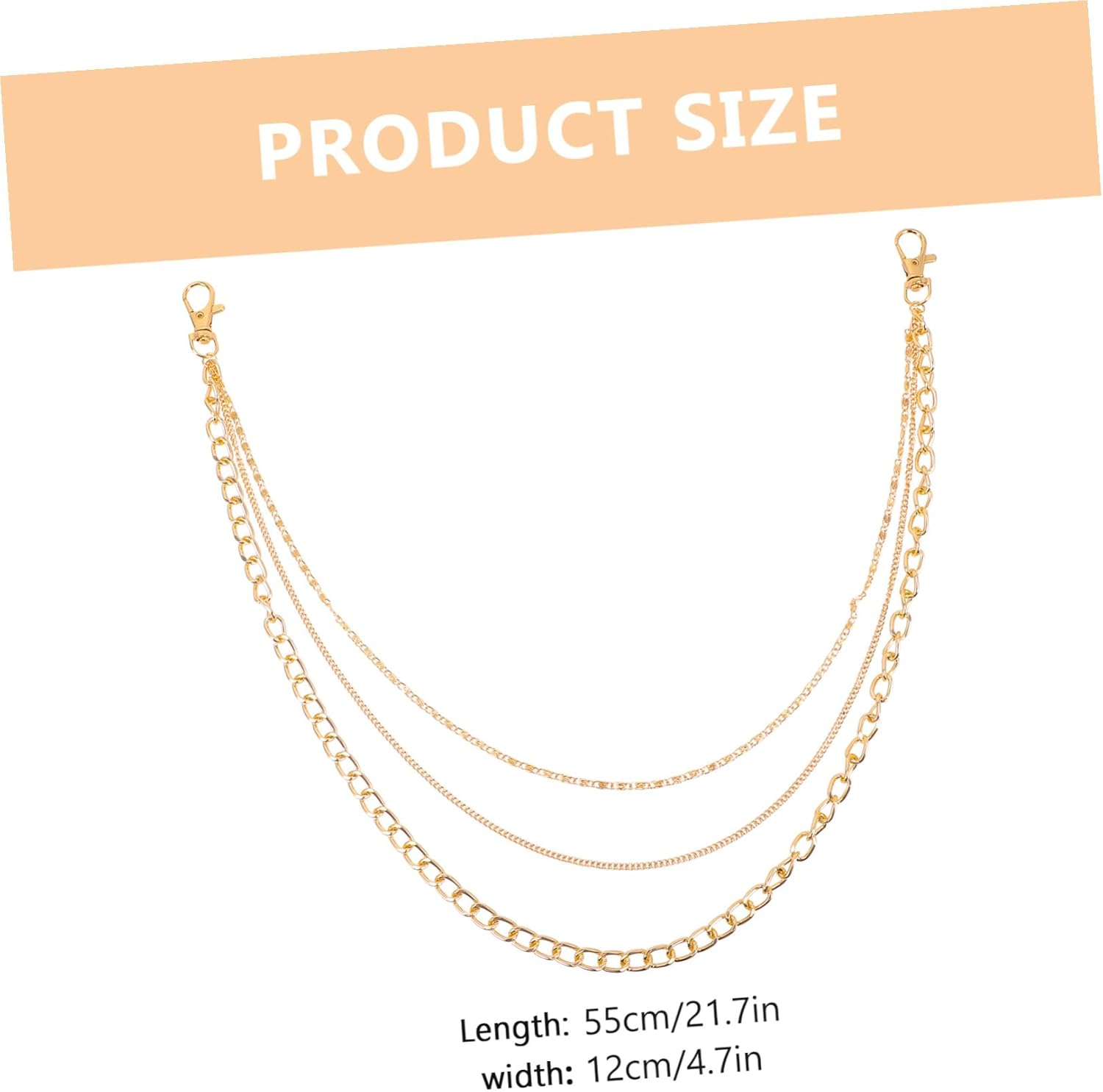 POPETPOP 2Pcs Metal Pants Chain for Men and Women Wear-Resistant Decorative Jeans Chains with Lobster Clasps Punk Style Hanging Wallet and Keychain Accessories for Jackets and Bags image number 4