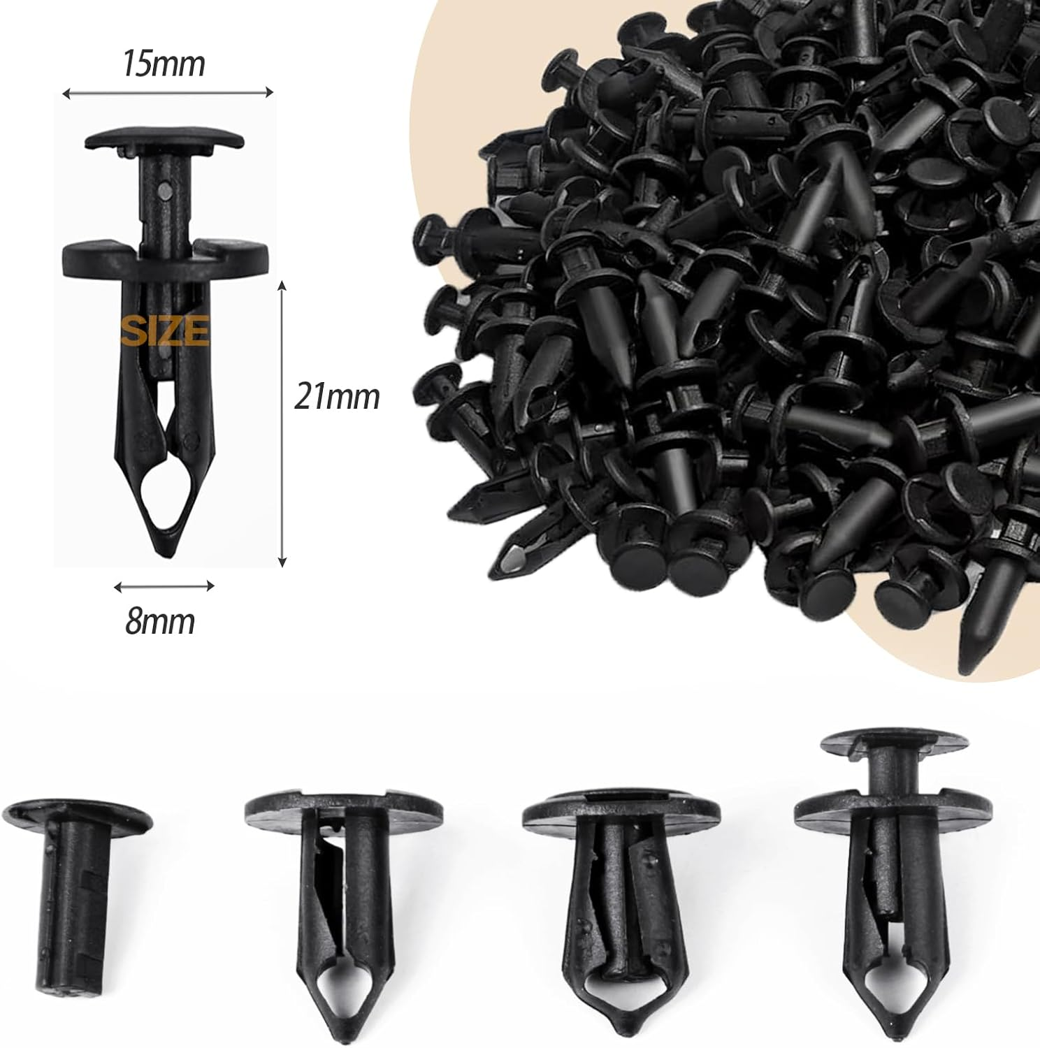 Southwit 7661855 Fastener Rivets for Polaris Sportsman RZR Ranger Snowmobile Push Pin Plastic Clips ATV Body Bumper Fender Clips Fastener Rivets- 120 Pcs & 1 Remover image number 2