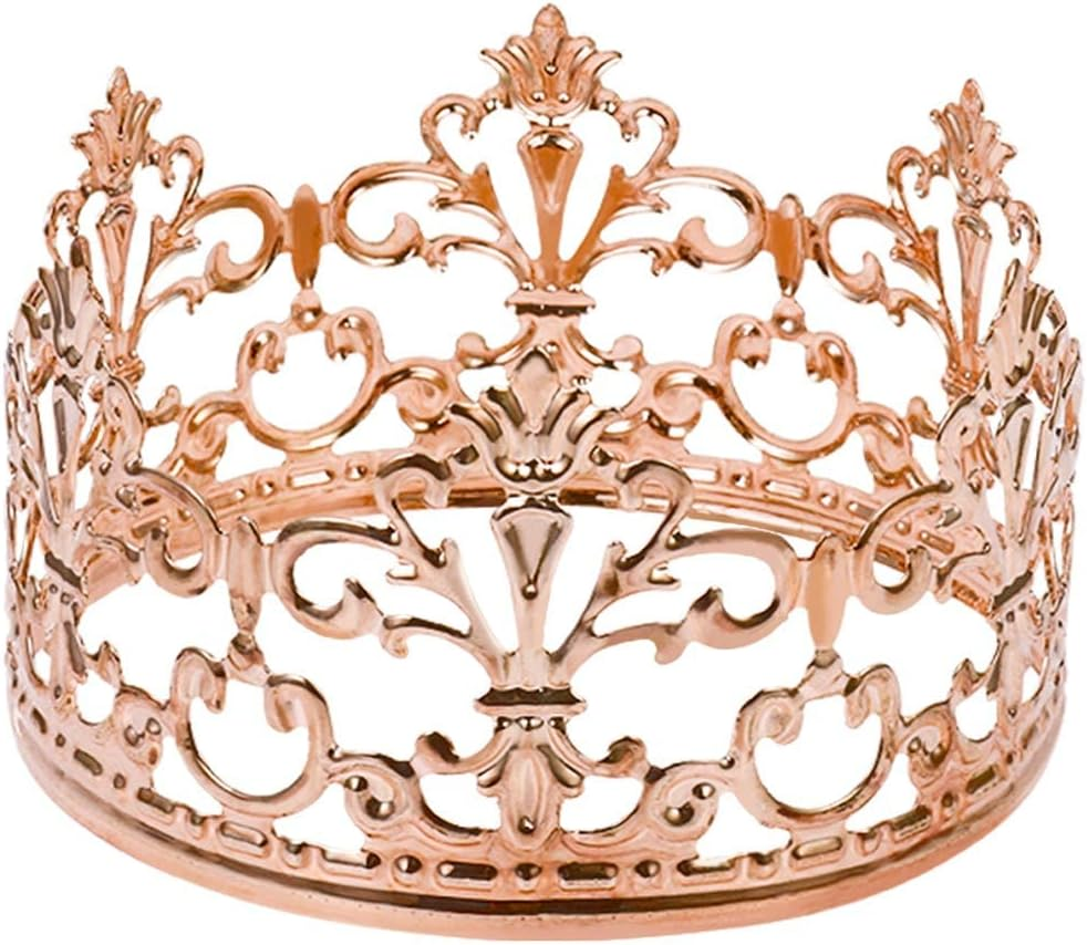Little Vintage Crown Cake Topper Royal Themed Baby Shower Decorations Princess and Prince Headpiece (Matted Golden)