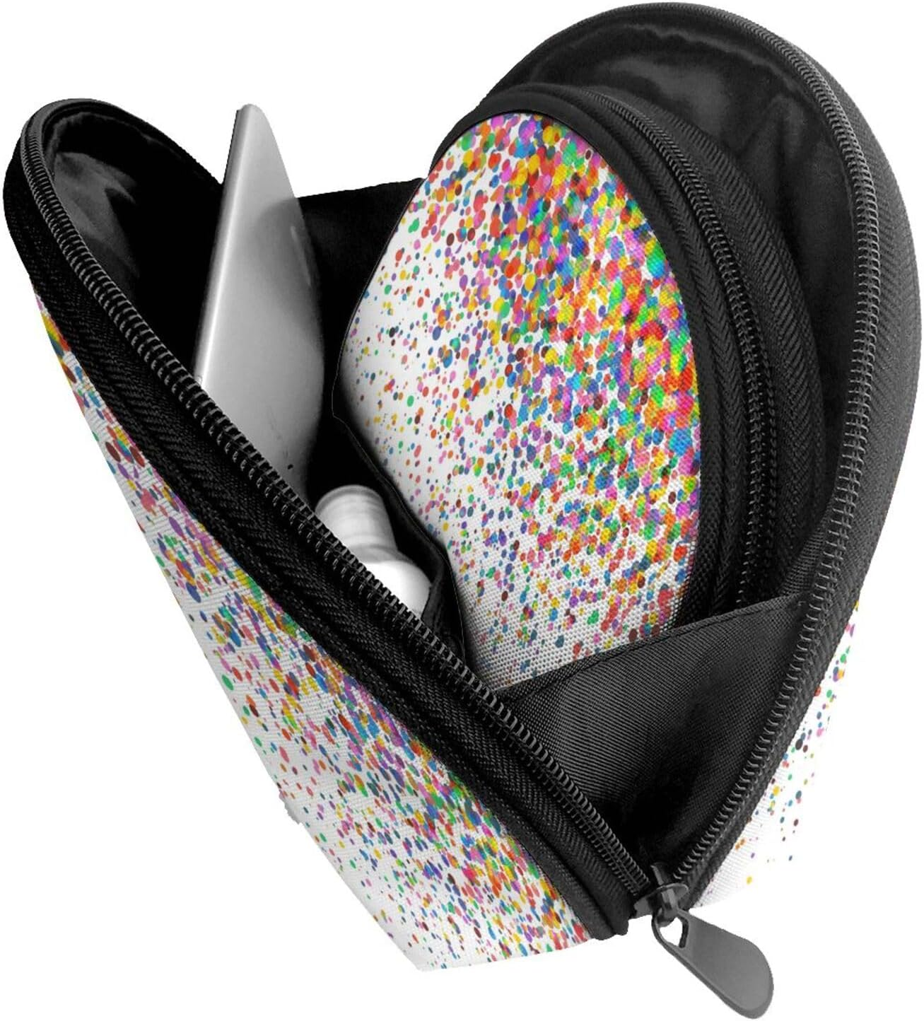 Cozimangoe Coin Pouch Makeup Bags Set, 2 Piece Shell Shape Cosmetic Bag with Pockets for Daily Travel Handbag Lipstick Keys Toiletry, Personalized Colored Dots Art Printed