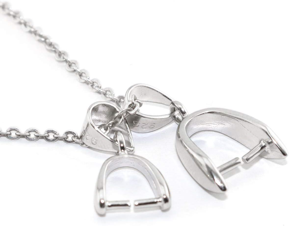 Heyous 2Pcs 925 Sterling Silver Pendant Accessories Jade Pendant Buckle Pinch Clasp for Necklace DIY Jewelry Craft Making 14Mm image number 3