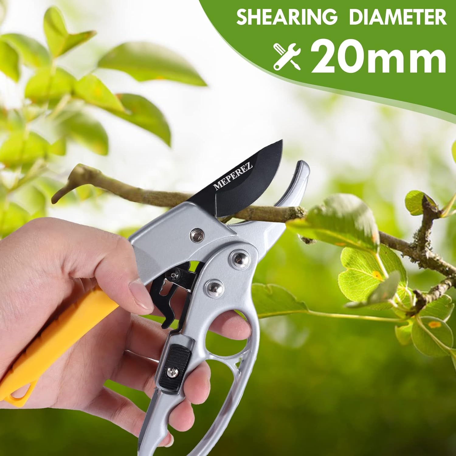 Garden Clippers, German Pruners, Ratchet Pruning Shears, Work 3 Times Easier, Gardening Tools, for Trimming Rose, Floral, Tree, Live Plants, Sharp Garden Scissors, Arthritis Weak Hand Snips