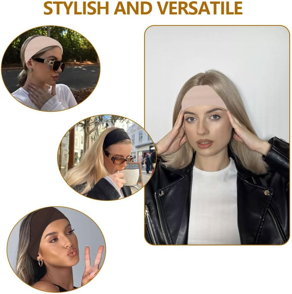 Pack of 3 Thin Yoga Headbands, Solid Colour Elastic Hair Band, Women'S Cotton Headband, Summer, Sweat, Soft, Non-Slip Headbands for Women'S Hair, Cosmetics, Workout, Running, Cycling, Fitness, Gym image number 5