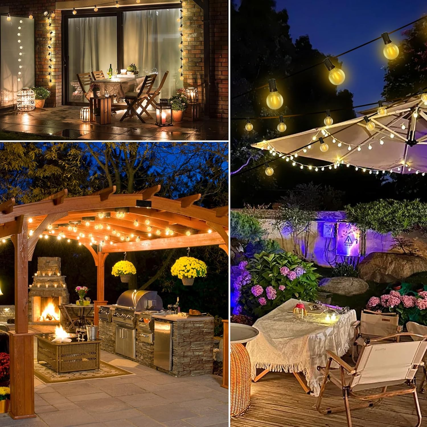 Roshin 31M Festoon Lights Outdoor 50+2 with 3M Extension Cord - Outdoor String Lights Waterproof and Shatterproof Fairy Light for Christmas, Garden, Party, Camping, Backyard, Patio (G40) image number 4