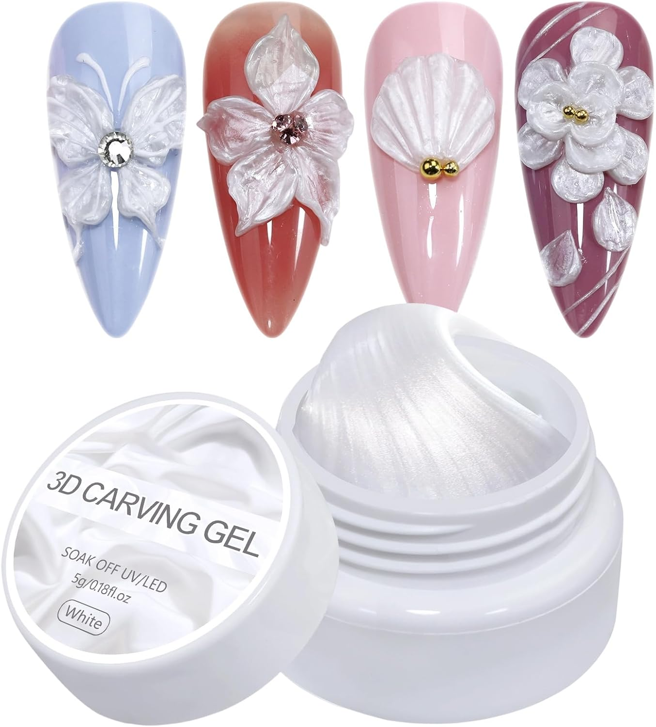 Rrlihjgu Solid Building Gel - 5G Pearl 3D Sculpting Gel for Nail,Extension Carving Beauty Care Soft Manicure Art for Daily Salon Home image number 4