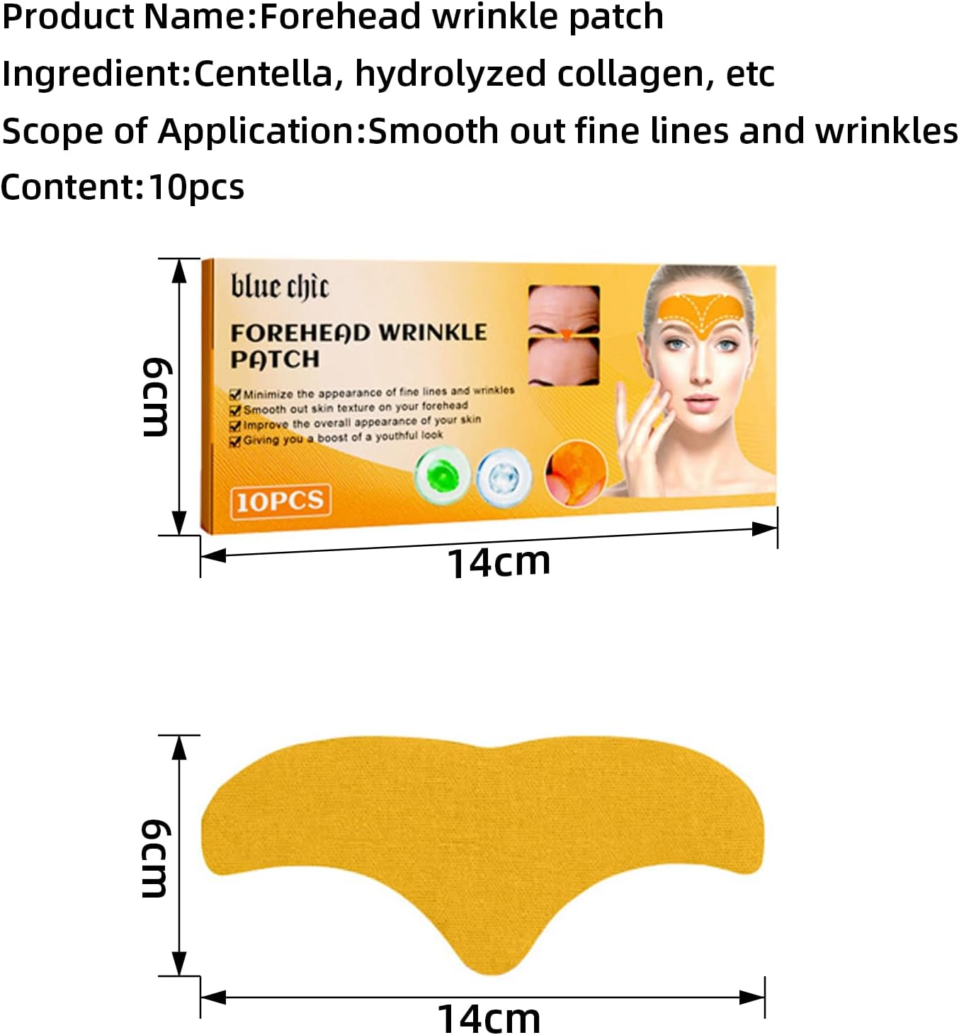 Hzqzaoan 10 Pcs Forehead Wrinkle Remover Patch - Smooth Forehead & Fine Lines, Lifting Facial Skin Patches with Hydrolyzed Collagen & Centella Asiatica, Premuim Suitable Wrinkle Patches for Fine Lines image number 4