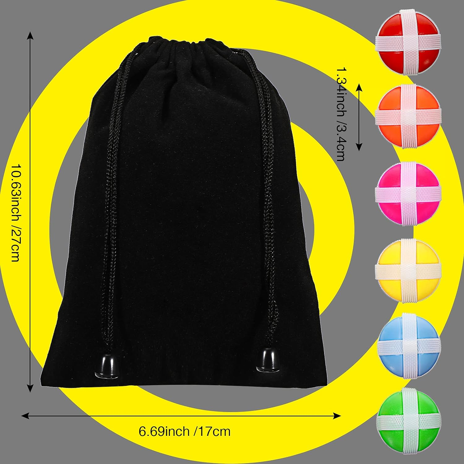 60 Pieces Sticky Balls for Fabric Dart Board, Hoop and Loop, Safe Game Toy Accessories with Storage Bag for Adults and Teens Indoor Outdoor Party Games, 6 Colors image number 2