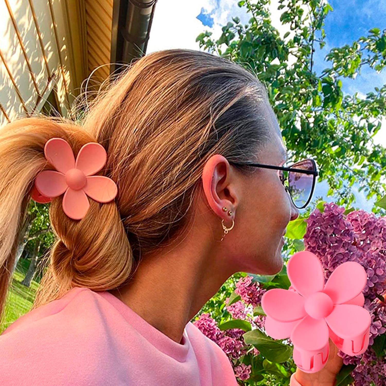 AYNKH 8PCS Flower Hair Claws, Non-Slip Strong Hold Cute Clips for Medium Thick Hair, Daisy Hair Accessories Headwear Clamps for Women Girls