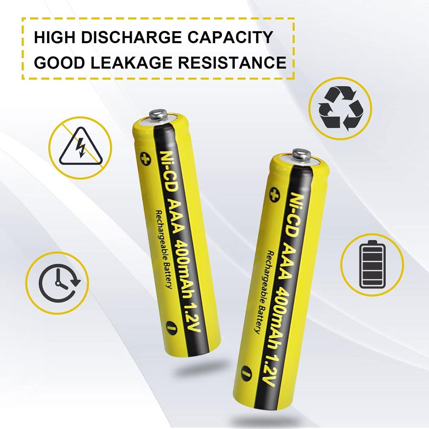 PKCELL AAA Rechargeable Battery, 1.2V Nicd Rechargeable Battery, NICD AAA 400Mah Stable Charge, Strong Durability 10 Pcs image number 5