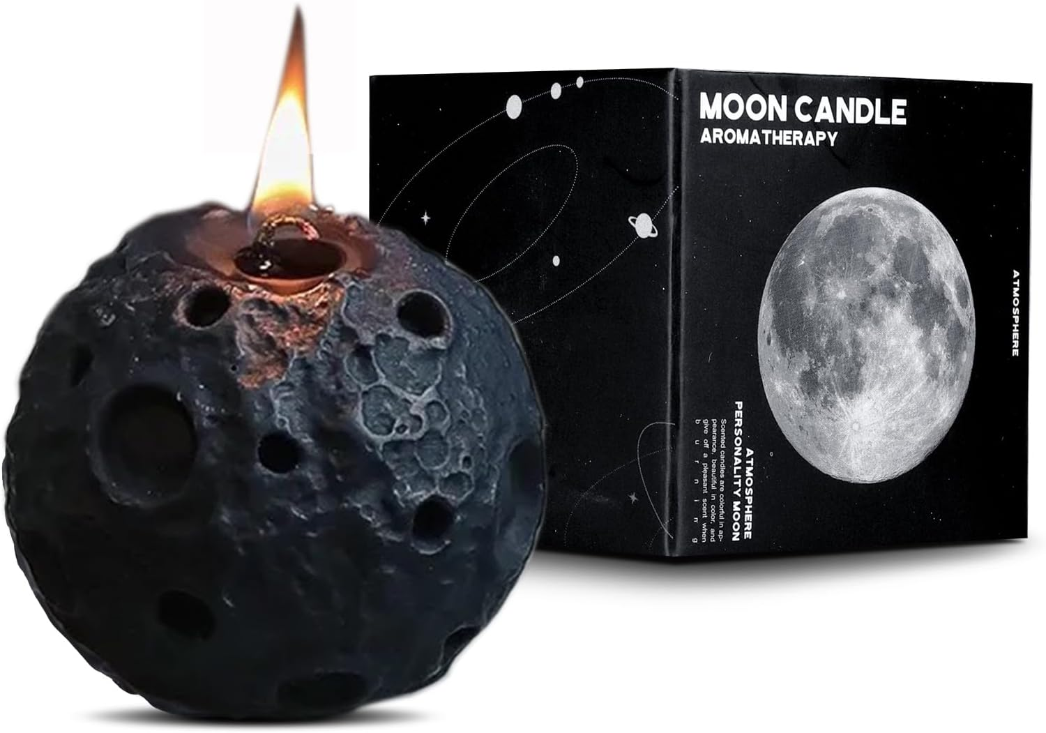 Scented Candle- Moon Surface Design Scented Soy Blend Candle, Scented Candles for Home Decor and Aromatherapy(Ebony Chenxiang) image number 3