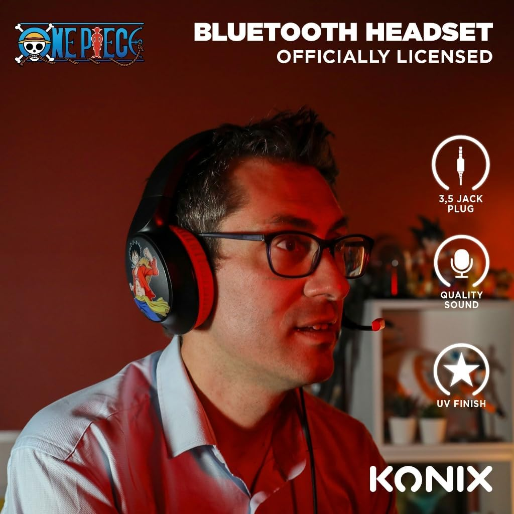 Konix One Piece Gaming Headset for PS4, PS5, Switch, Xbox - Microphone - 1.5M Cable - 3.5Mm Jack - Luffy Motif image number 3