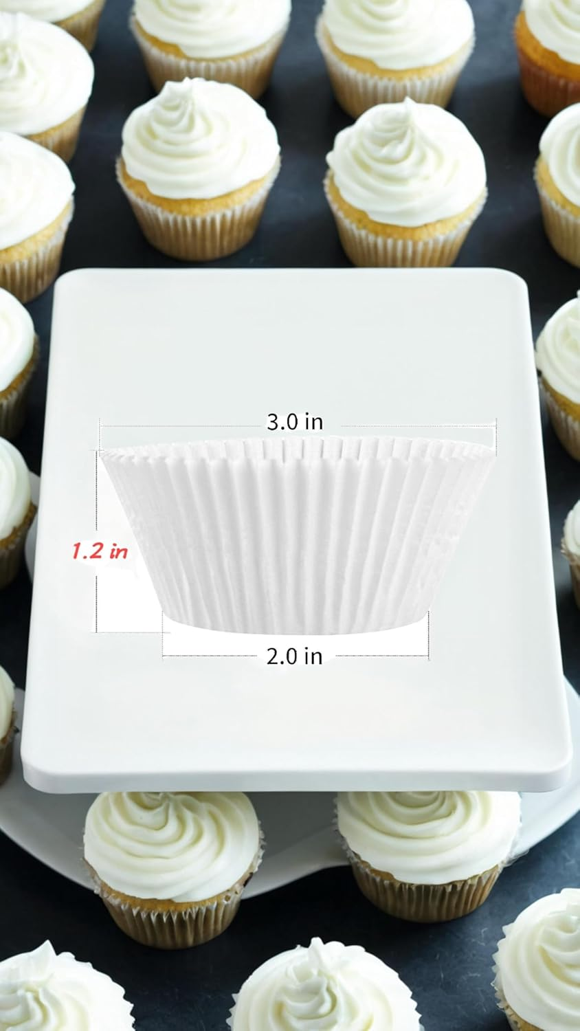 500 Count Standard White Cupcake Liners - Grease-Proof Baking Cups Paper, No Odor, Food Grade - Ideal for Baking & Decorating Delightful Cupcakes! image number 5