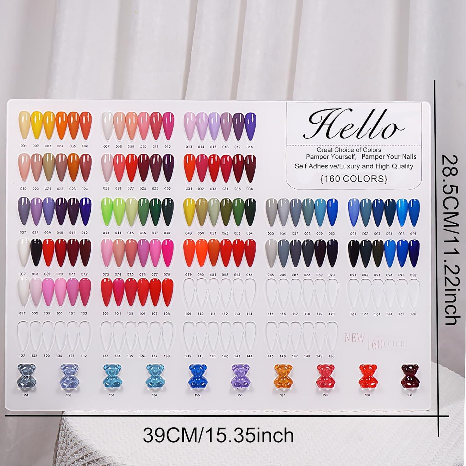 Acycoin2A Acrylic Nail Polish Color Display Board Book Nail Design Chart with 2 Styles Nail Tips Card Board Salon Showing Shelf (160 Colors) image number 3