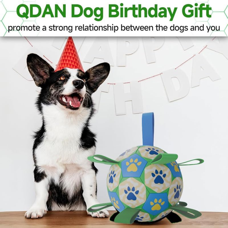 Dog Toys Soccer Ball with Straps, Interactive Dog Toys for Tug of Tug of War,Dog Tug Toy,Dog Water Toy, Durable Dog Balls World Cup for Small Dogs (15Cm) image number 3