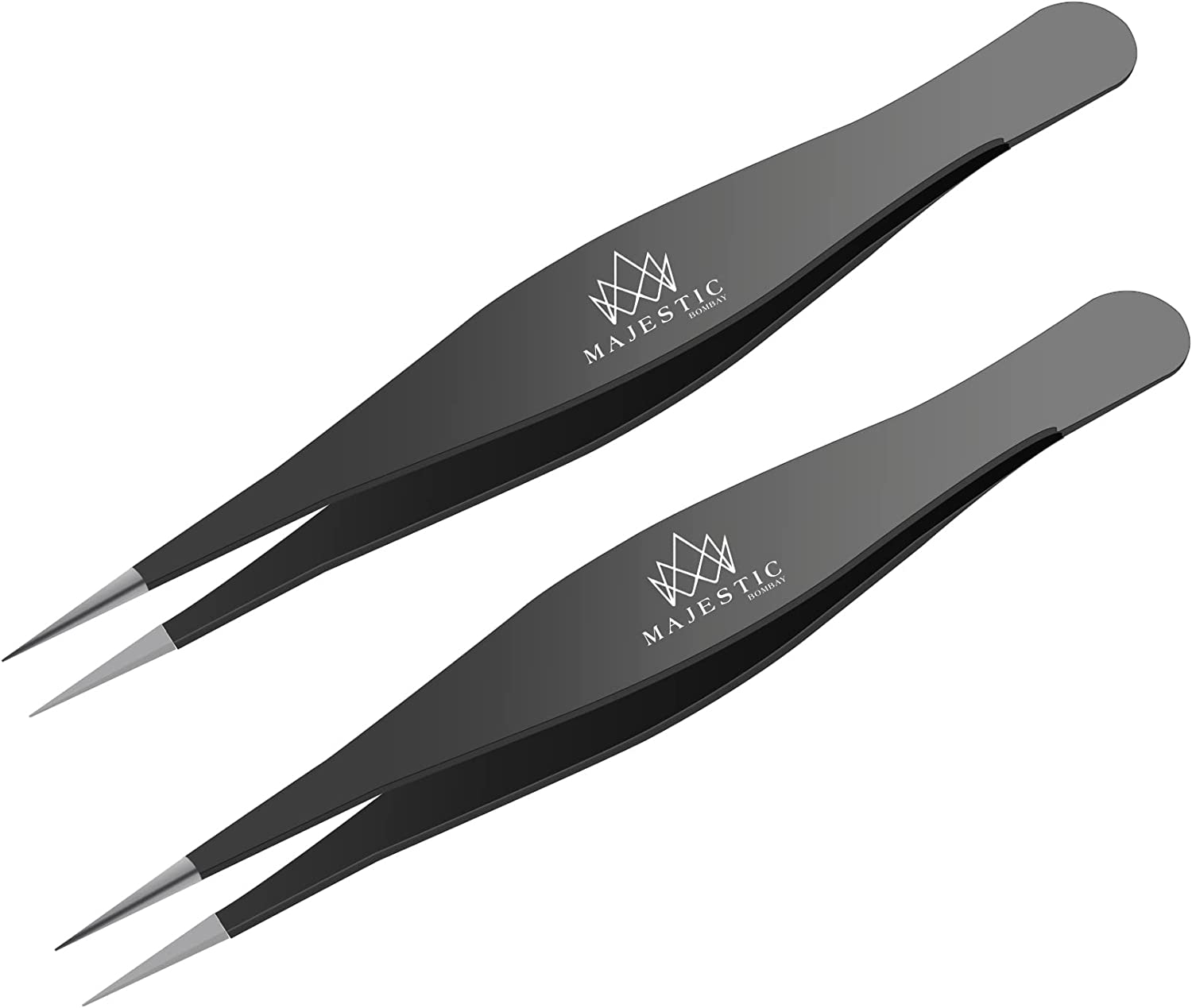 Majestic Bombay Fine Point Tweezers for Women and Men &ndash; Splinter Ticks, Facial, Brow and Ingrown Hair Removal&ndash;Sharp, Needle Nose, Surgical Tweezers Precision Pluckers Best Tweezers for Chin Hair