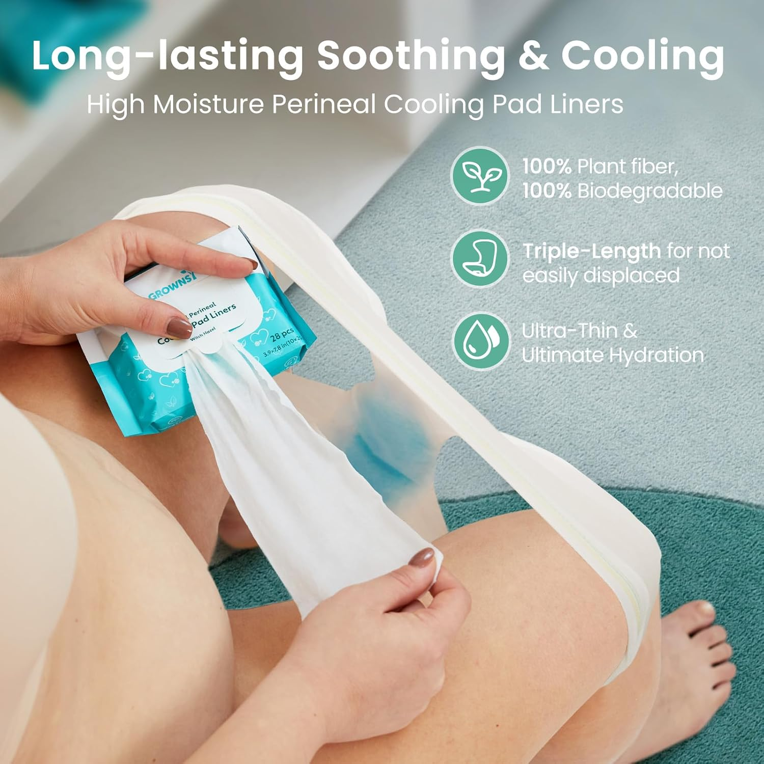 GROWNSY Postpartum Mom & Baby Essential Kits, Recovery Kit for Labor &Delivery with Hospital Essentials Women after Birth, Includes PERI Bottle, Herbal Cooling Spray, Liners &More, White,Blue image number 4