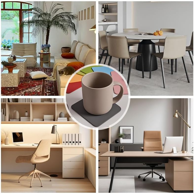 6 PCS Double Color Cup Coasters (Light Deep Grey) image number 1