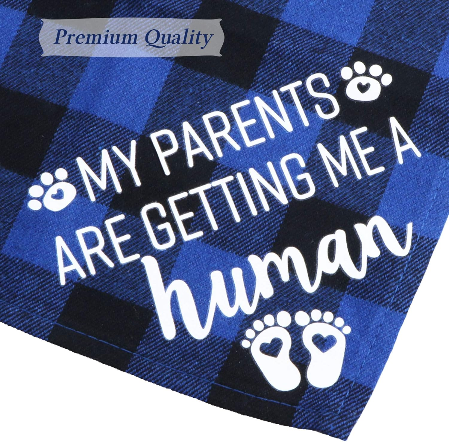 STMK Pregnancy Announcement Plaid Dog Bandana, Baby Announcement Dog Bandana, Gender Reveal Photo Prop for Dog Puppy (Blue, 24" X 16.8")
