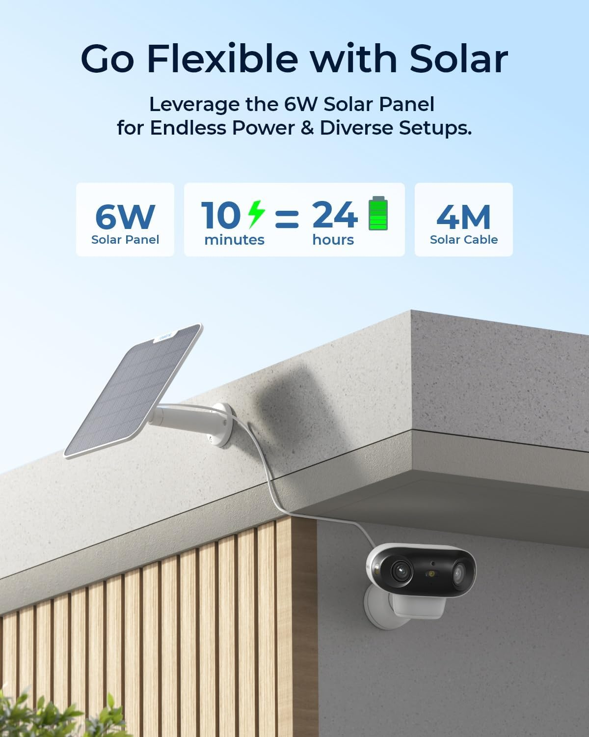 REOLINK 4K Solar Security Cameras Wireless Outdoor, 180&deg; Blindspot-Free View, Spotlight Color Night Vision, Dual-Band Wi-Fi 6, Smart AI Detection, No Extra Fee, Argus 4 Pro+Solar Panel (Colorx Series)