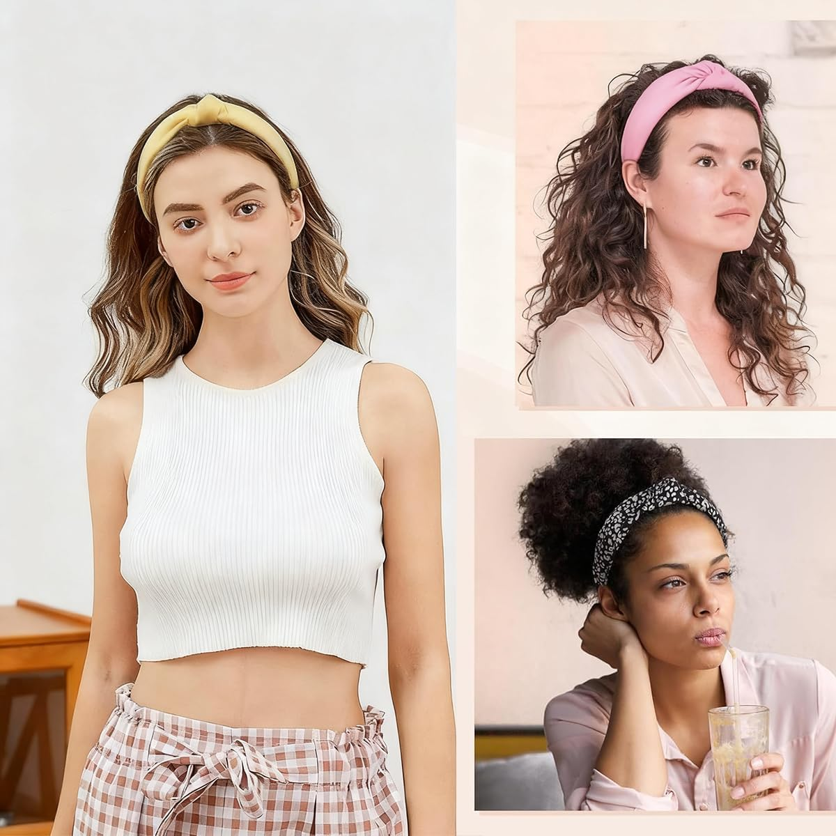 Ruayia Pack of 4 Women'S Headbands, Elastic Hair Bands for Women, Non-Slip, Trendy, Hair Accessories, Headwear, Hair Bands, Wide Non-Slip Headband for Yoga, Workout, Running, Sports image number 5