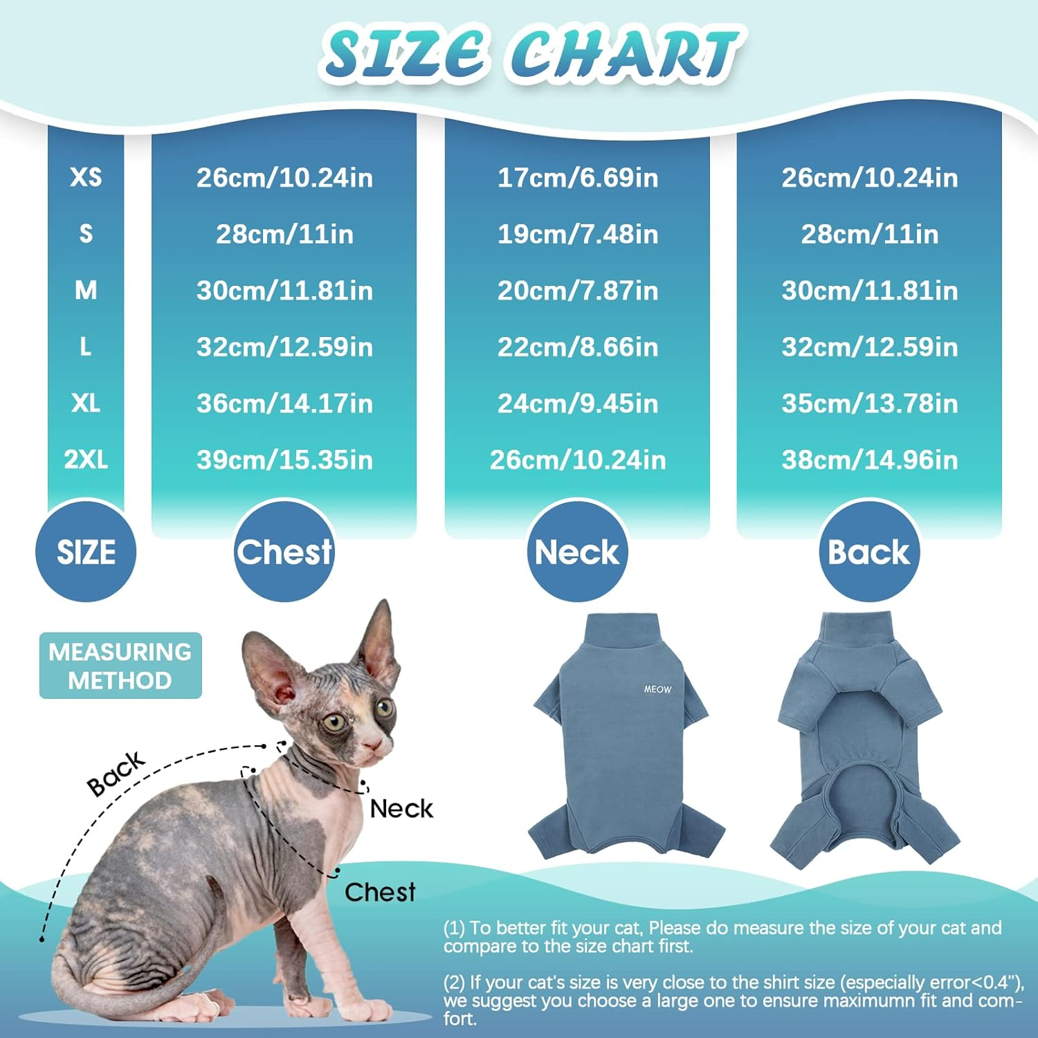 Hjyokuso Sphynx Cat Clothes, Breathable Soft Cat Jumpers for Cats Only, Cat Coat with Four Legs, Warm Cat Sweaters, Cat T-Shirt, Cat Pajamas Jumpsuit Vest for Sphynx, Cornish Rex, Devon Rex,Peterbald image number 2