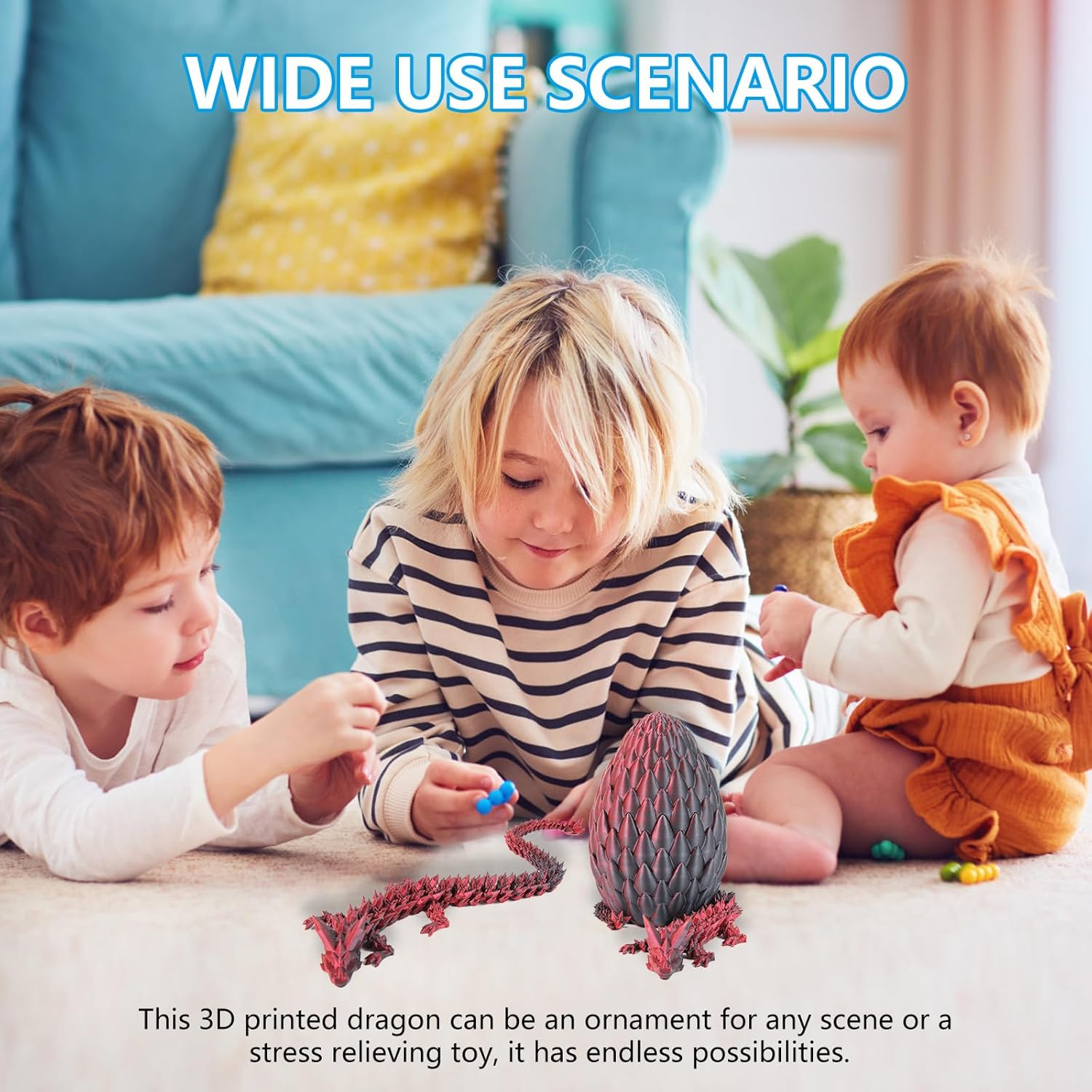 Cuanvitch 3D Printed Dragon Egg Toy 12" Crystal Articulated Dragon Decor image number 5