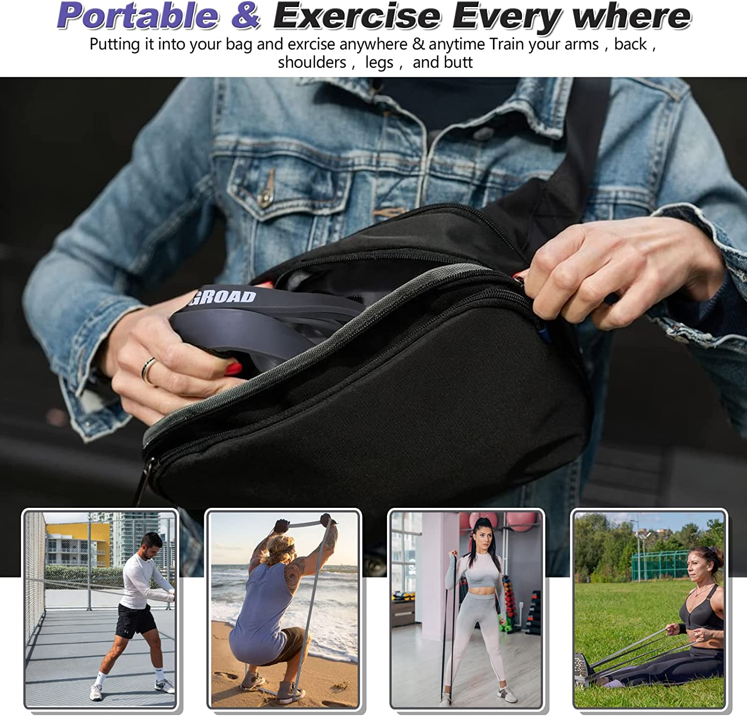 Resistance Band Pull up Assistance Bands,Set of 5 Resistance Heavy Duty Exercise Stretch Fitness Bands for Stretching Power Lifting Workout Training with Instruction Guide image number 4