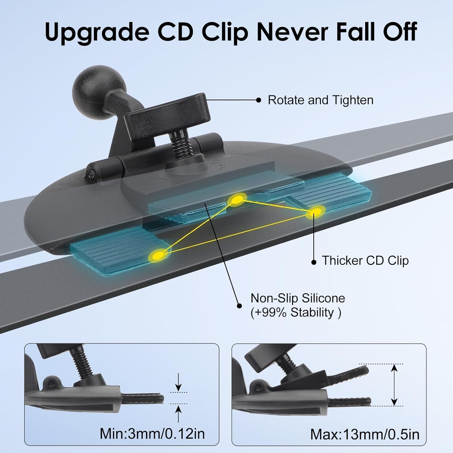 Eeekit CD Slot Mount for Carplay Screen, 360&deg; Rotation CD Player GPS Car Mount Compatible with Most 7-10In GPS Navigation Car Stereos image number 2