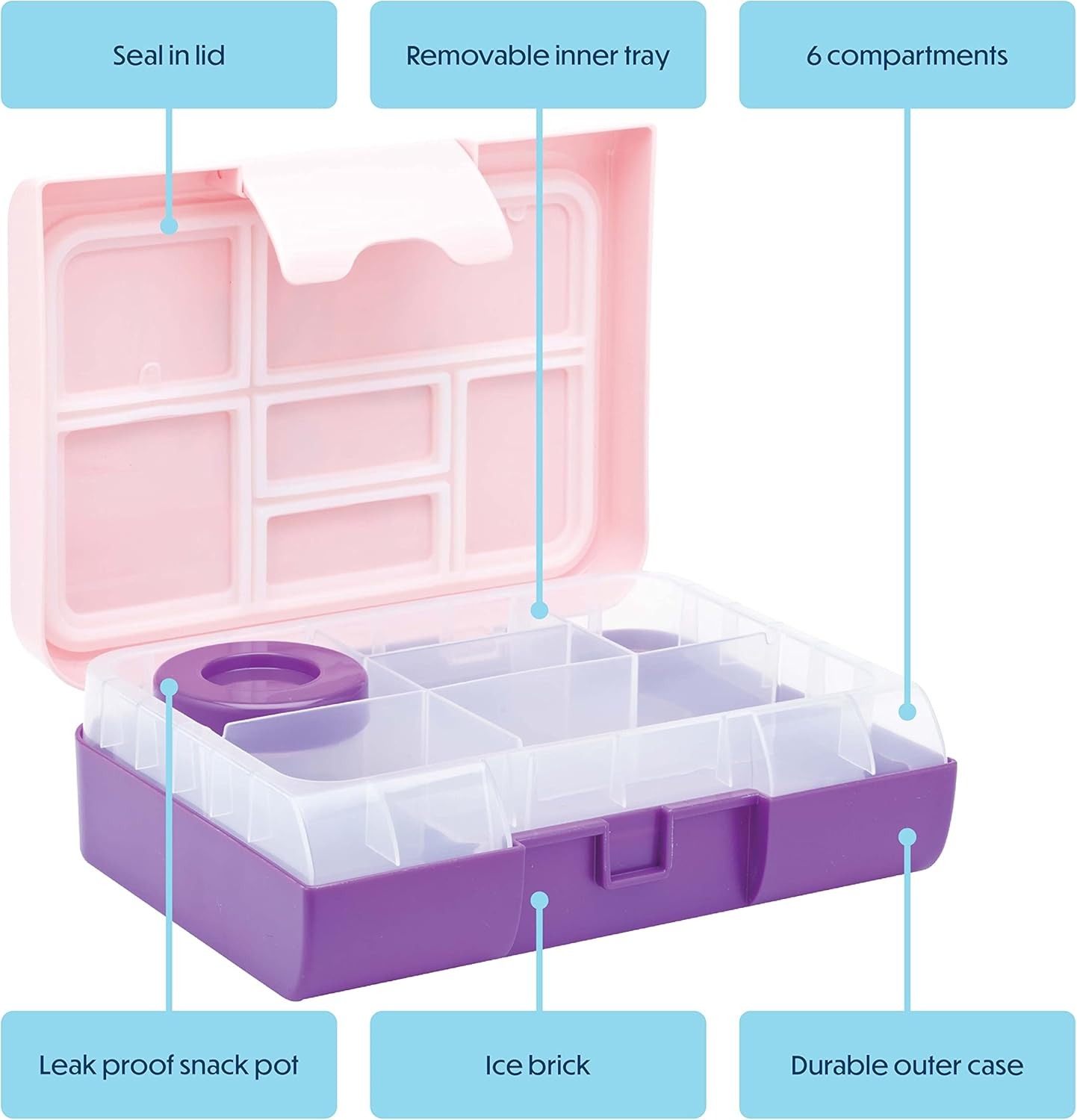 Smash Kids Bento Bite Lunch Box, Pink image number 6