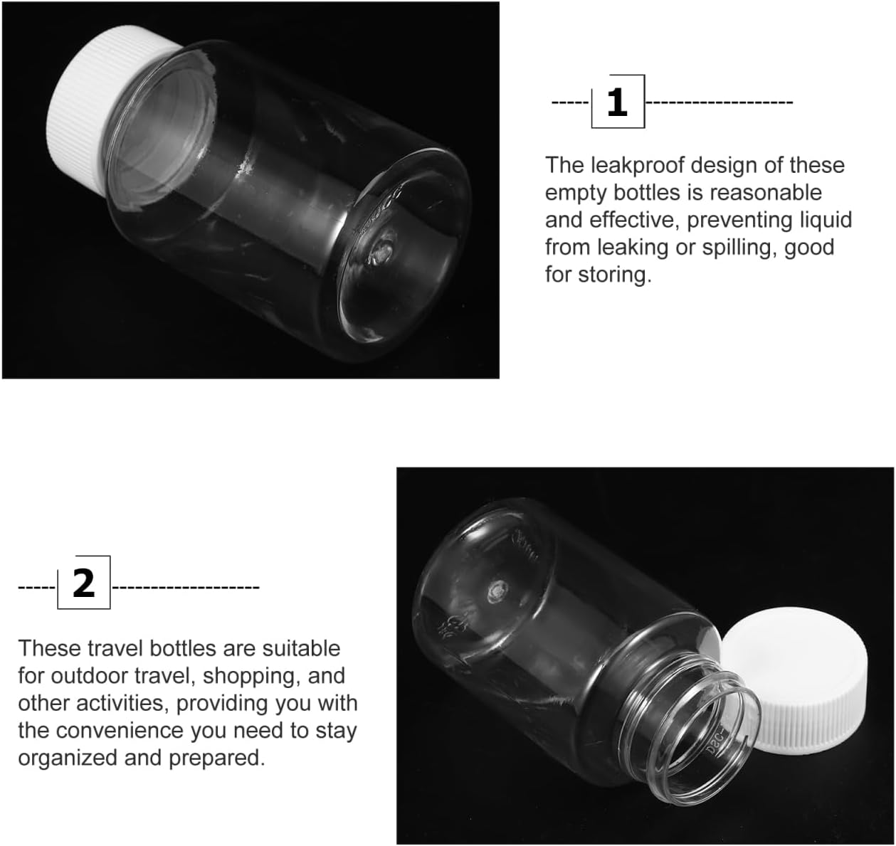 Iplusmile 12Pcs Plastic Pill Bottles, 100Ml Empty Medicine Bottles with Caps, Small Clear Reagent Bottle Chemical Containers for Liquid Powder Medicine image number 6