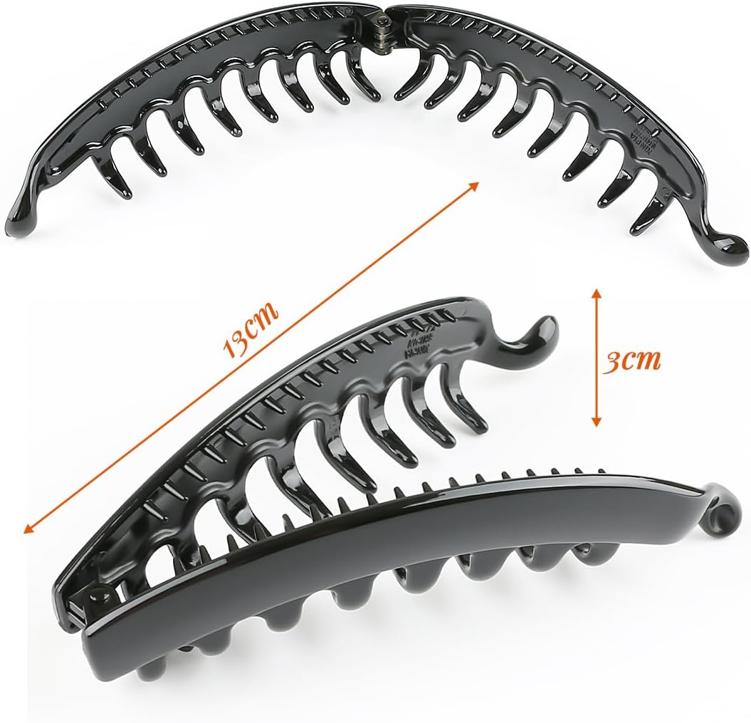 JEYORZY Set of 4 Banana Hair Clips, Banana Clips, Hair Holder, Ponytail Hair Clip, Hair Clip, Banana Clip, High Quality, Robust, for Tying Ponytails, Indispensable Beauty Accessory image number 4