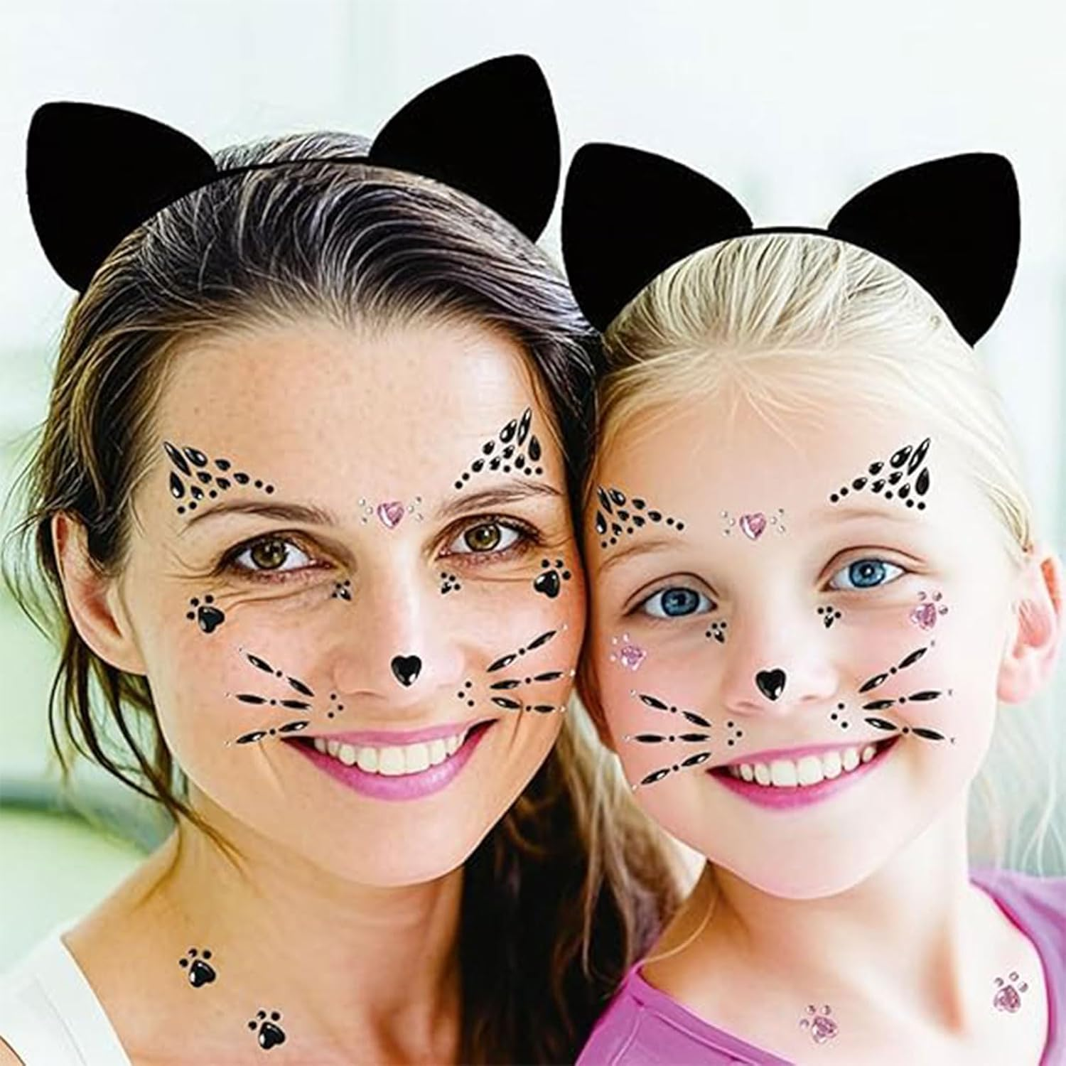 Muorruo 3-Piece Cat Ears Headband Set with Face Jewels, Costume Accessories for Adults, Makeup, Cosplay, Party Accessories image number 6