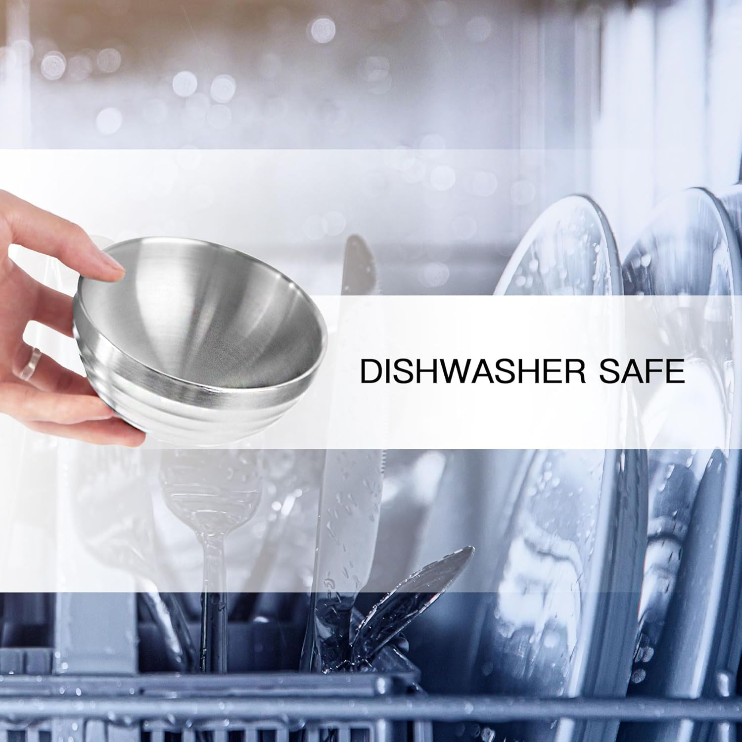 IMEEA Soup Bowl 10 Oz Ice Cream Bowl Double Wall Insulated Bowl SUS304 Stainless Steel Cereal Bowls, Set of 4 image number 1