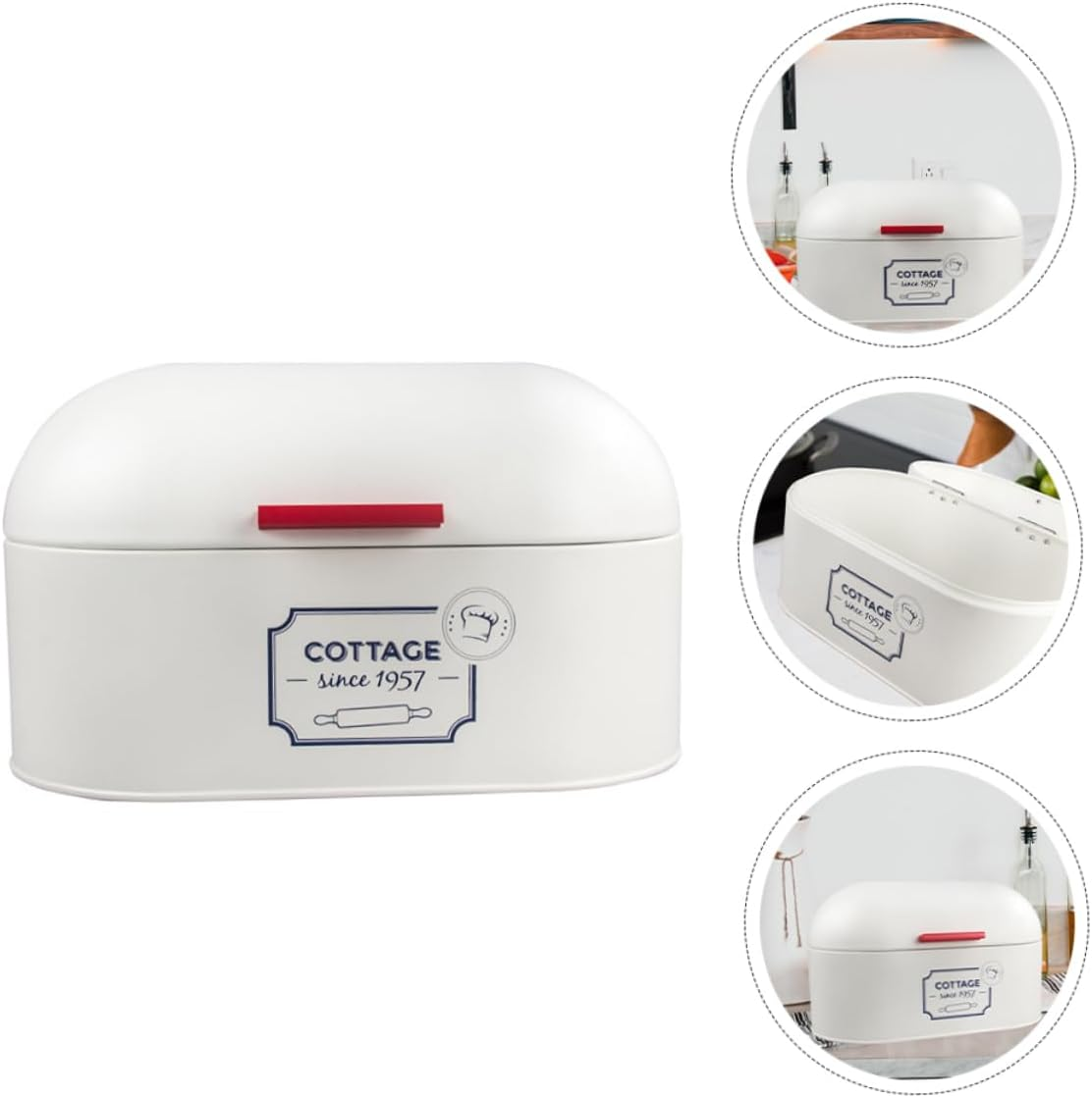OKUMEYR European Bread Box Large Capacity Metal Bread Storage Bin White Dustproof Food Container for Kitchen and Home Use image number 5