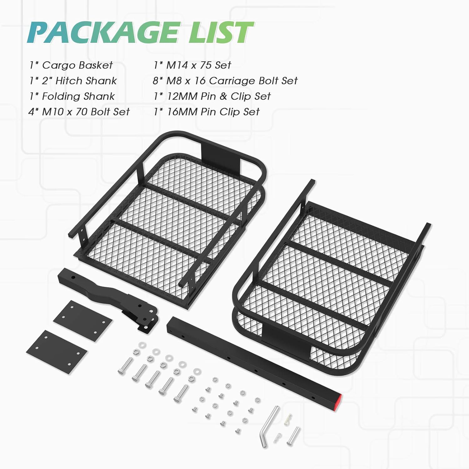 ADVWIN Folding Hitch Mount Cargo Carrier 60X21X6 Inch Fits to 2'' Receiver,550Lbs(227Kg) Capacity Cargo Basket | Trailer Hitch Cargo Carrier | Tow Hitch Cargo Carrier image number 1