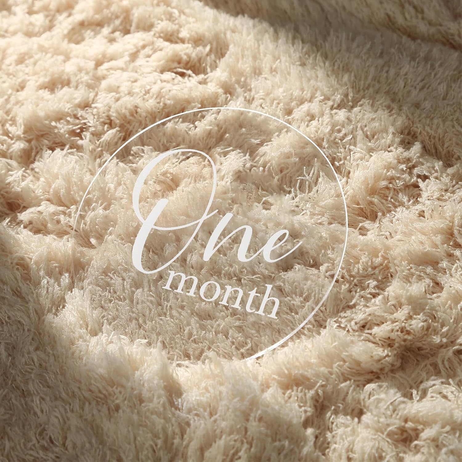 UNIQOOO 13Pcs 4'' Clear Acrylic Monthly Baby Milestone Printed Cards, Photo Props, round Baby Months Growth Sign for Boy, Girl Photography, One Month to One Year & Hello World Card, New Baby Gifts image number 2