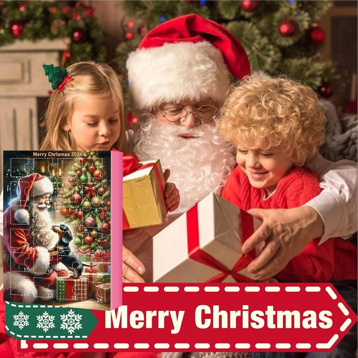 Dachshund Advent Calendar 2024, Funny Dog Christmas Countdown Calendar 2024, 24 Days Christmas Advent Calendar with Dachshund Ornament, Christmas Collectible Cute Dog Set for Kids Adults image number 1