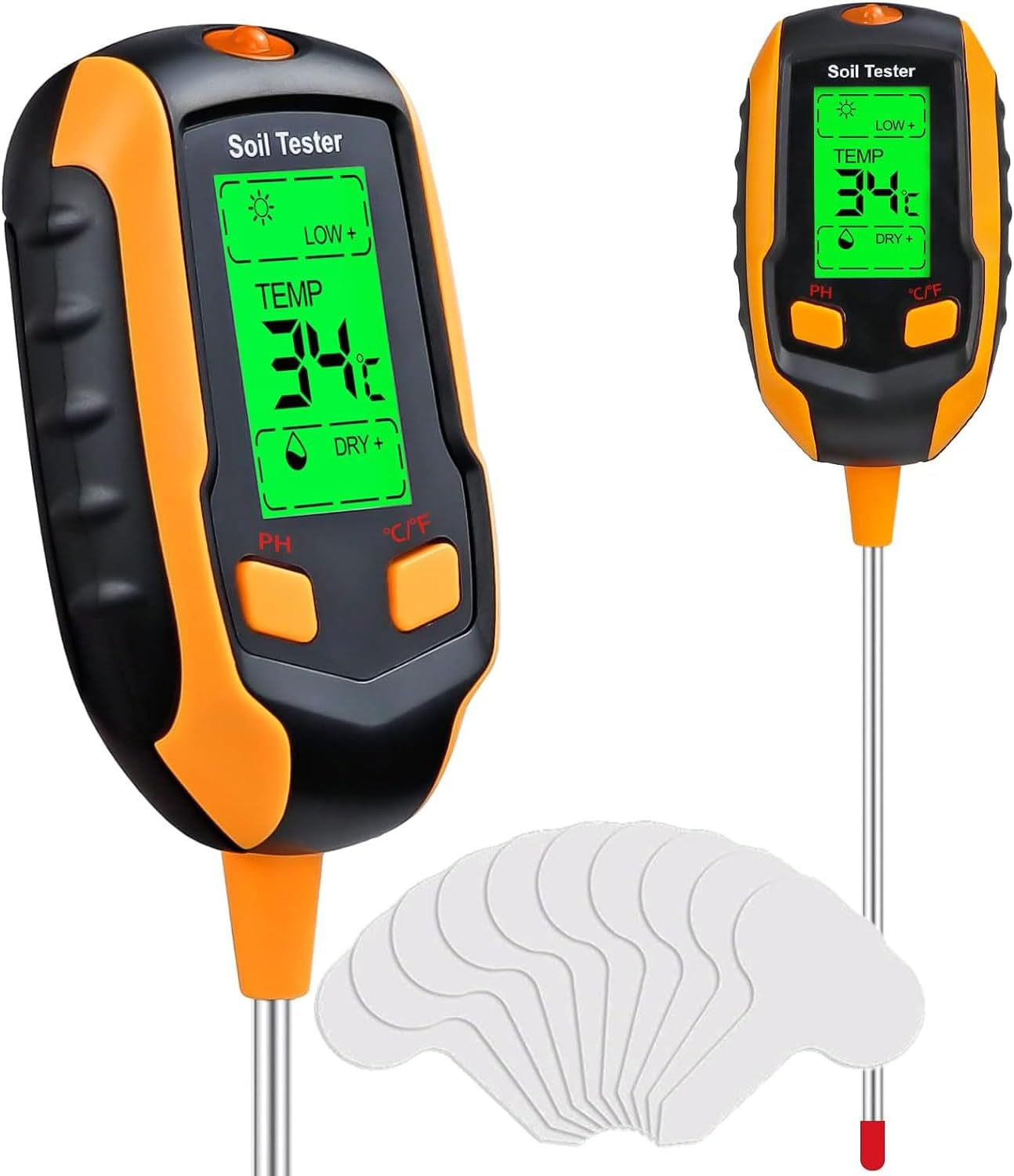 Soil Moisture Meter, 4-In-1 Soil PH Meter, Soil Tester with 20 Labels, Digital Soil PH Tester with Light/Ph/Temperature, Plant Thermometer Test for Gardening, Lawn, Farming, Indoor & Outdoor Plants image number 3