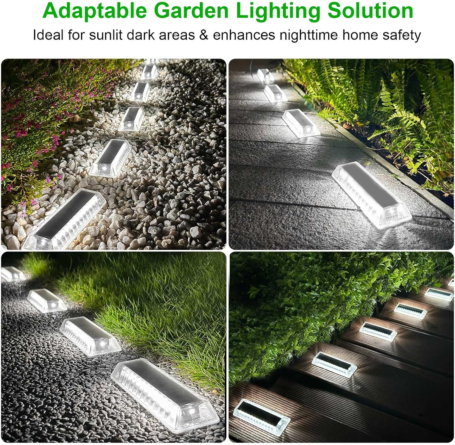 Lacasa Solar Deck Lights, Solar Light Outdoor Waterproof IP68, Solar Powered Pathway Yard Driveway Step Landscape Lights, LED Lighting 50LM for Garden Path Walkway Stair Patio, 8 Pack Cool White 6000K