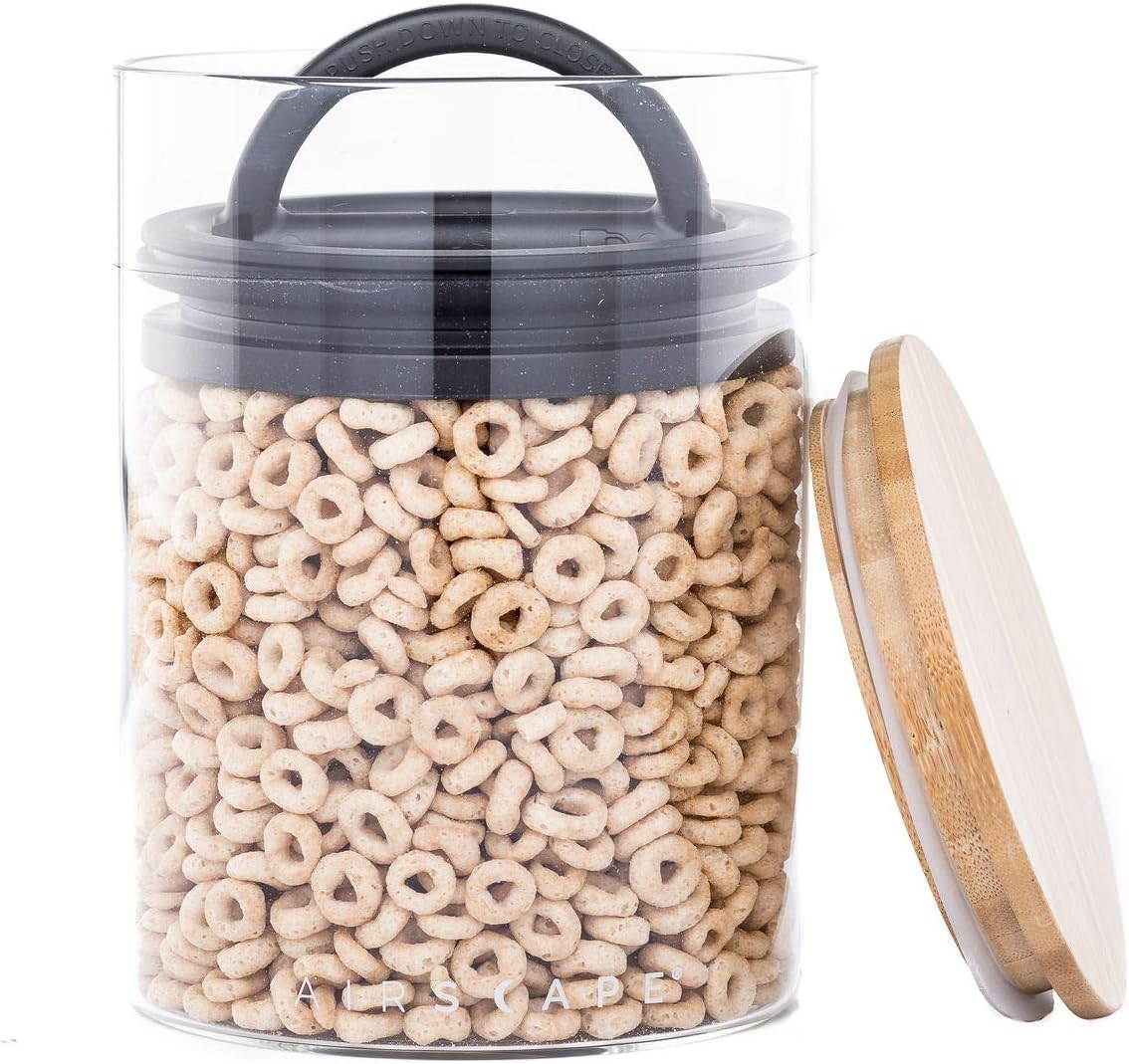 Airscape Glass Food Storage Canister - Glass Storage with US Patented Airless Inner Lid & Bamboo Top Lid - Preserves Food Freshness (Medium 7-Inch) image number 6