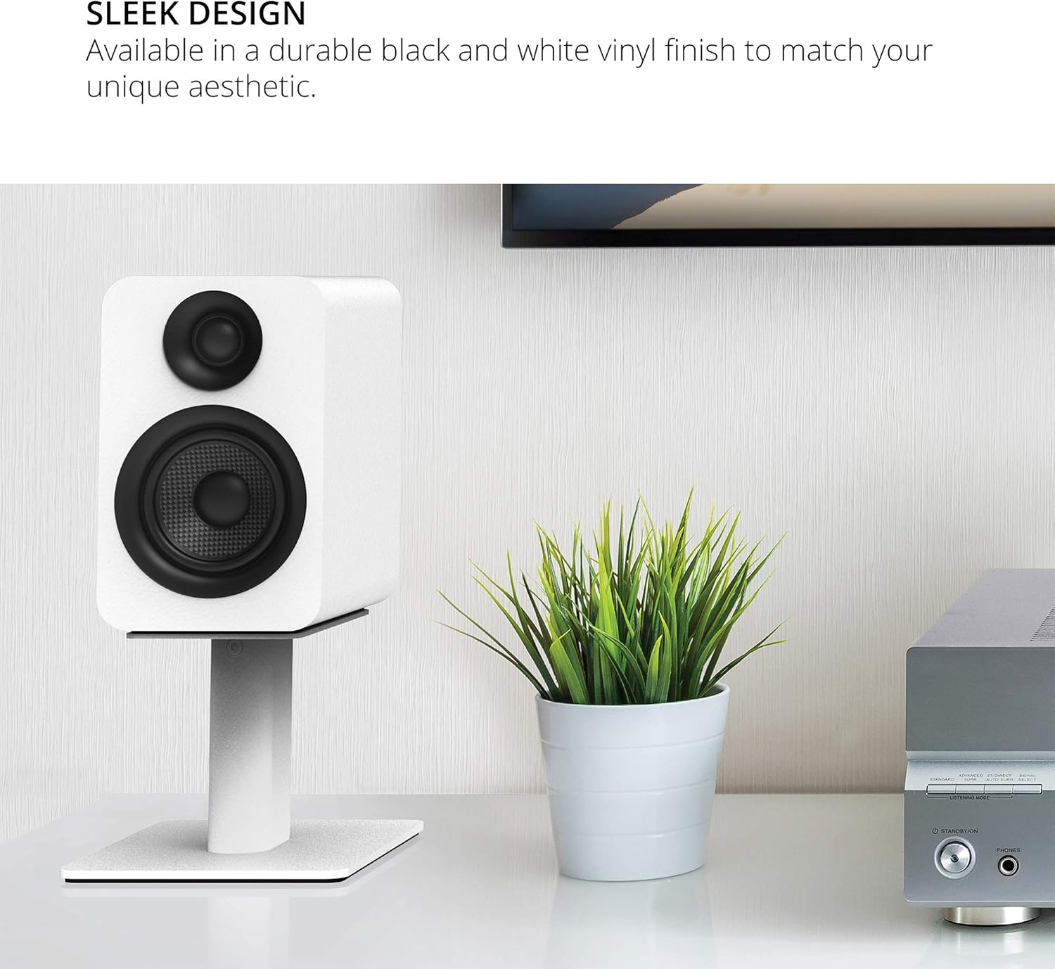 Kanto YU Passive 4" Speakers with 1" Silk Dome Tweeter and 4" Kevlar Woofer - Black, Pair - White image number 3