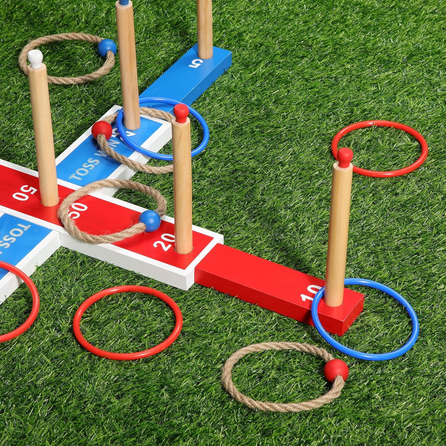 Meonum Ring Tossing Game, Detachable 30 Inch Wooden Large Rings Toss Set for Kids with 20 Toss Rings, Kid and Adult Game for Backyard Lawn Yard Wedding BBQ Camping Indoor and Outdoor